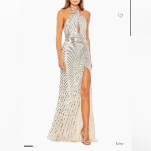 Mac Duggal Sequined Halterneck Gown, size 4, new with tags